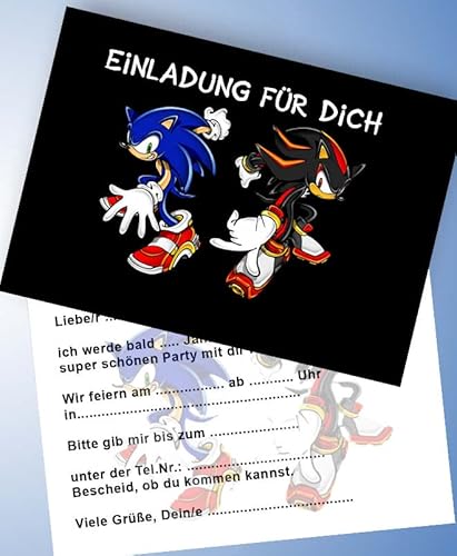 ich 12 Einladungskarten & 12 Umschläge für Geburtstag Partys und Kindergeburtstag Sonic The Hedgehog Nr. 3 von ich