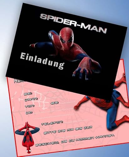 ich 12 Einladungskarten & 12 Umschläge für Geburtstag Partys und Kindergeburtstag Spiderman Nr. 5 von ich