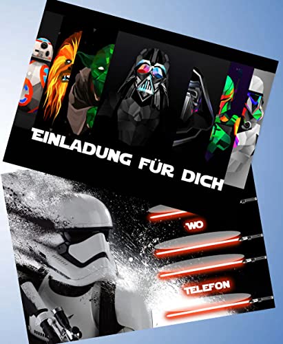 ich 12 Einladungskarten & 12 Umschläge für Geburtstag Partys und Kindergeburtstag Star Wars Nr. 16 von ich