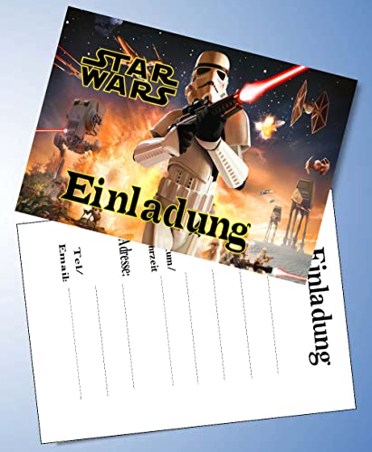 ich 12 Einladungskarten & 12 Umschläge für Geburtstag Partys und Kindergeburtstag kompatibel mit Star Wars Nr. 6 von ich