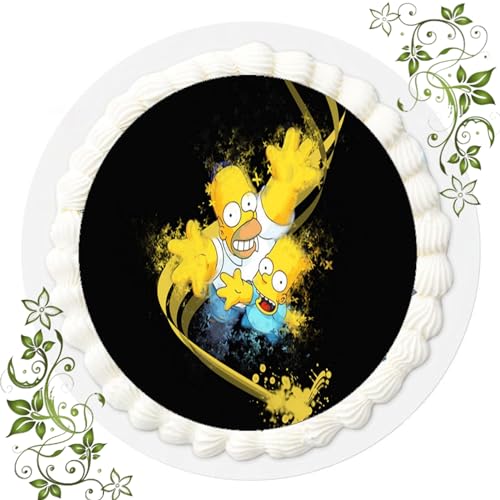 ich FONDANT Tortenbild, Zuckerbild mit Motiv, Essbares Foto für Torten, Tortenbild, Tortenaufleger Ø 20cm FONDANT Die Simpsons Nr. 10 von ich