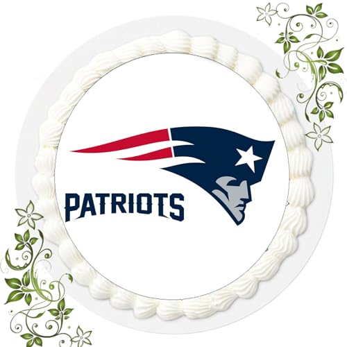 ich FONDANT Tortenbild, Zuckerbild mit Motiv, Essbares Foto für Torten, Tortenbild, Tortenaufleger Ø 20cm FONDANT NFL - New England Patriots von ich