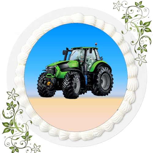 ich FONDANT Tortenbild, Zuckerbild mit Motiv, Essbares Foto für Torten, Tortenbild, Tortenaufleger Ø 20cm FONDANT Trecker-Traktor Nr. 17 von ich