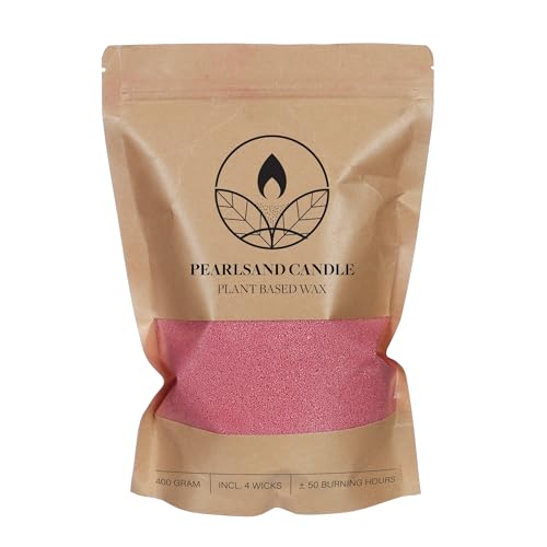 Kerzensand 400g mit 4 Dochten, DIY Kerzen, Kerzenwachs, Wachsgranulat, Kerzengranulat, pflanzenbasiertes Wachs Rosa PINK von ideas 4 seasons