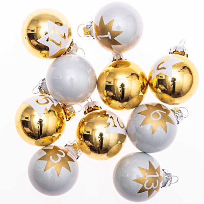 Adventskalenderkugeln 1-24 gold-weiß 3,5cm 24 Stück von idee. Creativmarkt