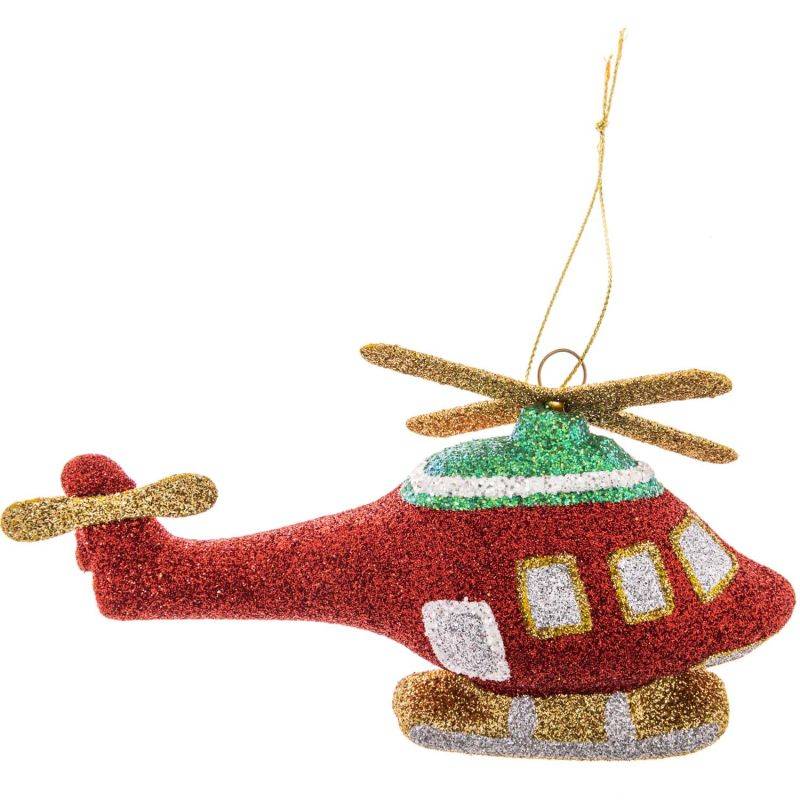 Baumschmuck Hubschrauber rot-glitter 13,5cm von idee. Creativmarkt