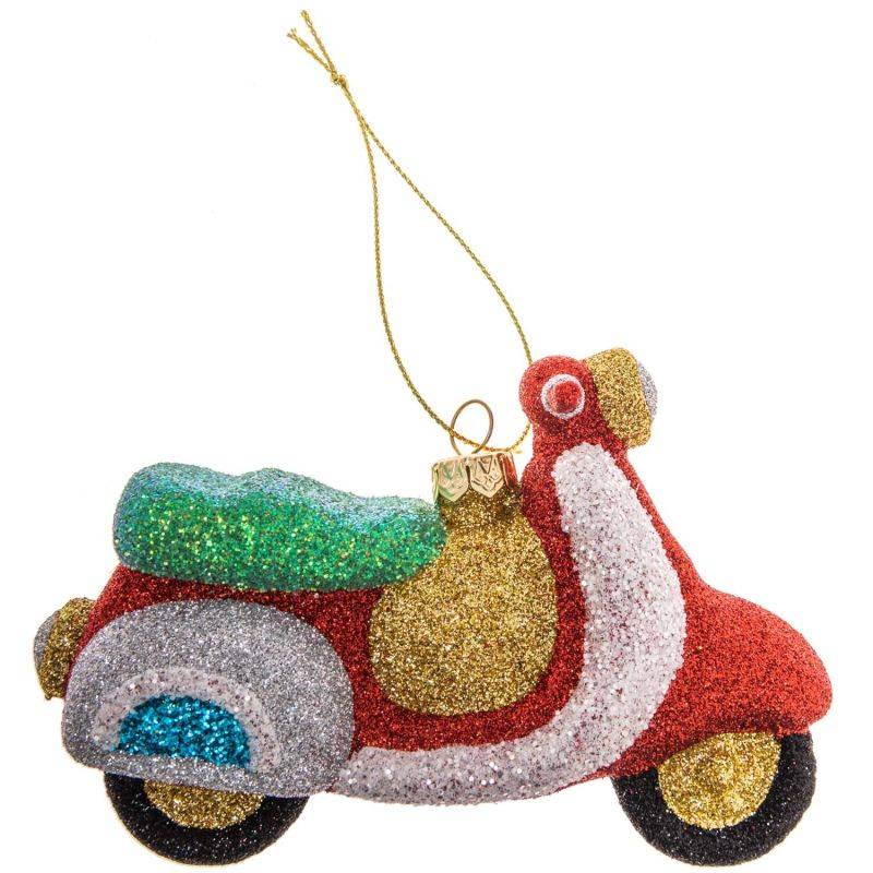 Baumschmuck Motorroller rot-glitter 13,5cm von idee. Creativmarkt