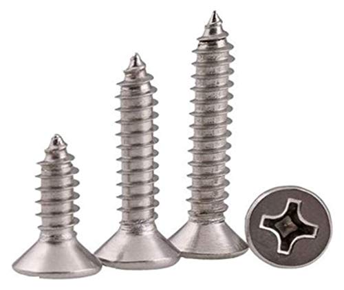 Schraubenset, 10-100 Stück, M1-M6, Edelstahl, Kreuzschlitz, Countersunk, Holzschrauben, Holzschraube (Farbe : M6, 10 Stück, Größe : 10 mm) von idfheswuswjdef