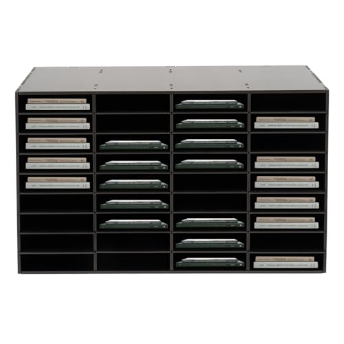 Verstellbarer Dokumentenablage, Fächer Literatur Organizer, Ablagefächer Desktop-Aktenhalter Dokumentenlager 100 * 30 * 61cm, (Schwarz, 4 x 9 Fächer) von ieLsngai