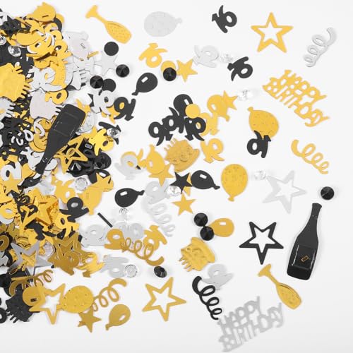 300 Stück Geburtstagskonfetti - Konfetti zum 16. Geburtstag für Tisch, Schwarzgold und Silber Nummer 16 Glitzerkonfetti, Geburtstagstorte Konfetti Partydekorationen 300 Stück Geburtstagskonfetti - Konfetti zum 16. Geburtstag für Tisch, Schwarzgold und Silber Nummer 16 Glitzerkonfetti, Geburtstagstorte Konfetti Partydekorationen von iewrtcin