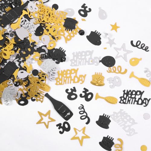 300 Stück Geburtstagskonfetti - Konfetti zum 30. Geburtstag für Tisch, Schwarzgold und Silber Nummer 30 Glitzerkonfetti, Geburtstagstorte Konfetti Partydekorationen 300 Stück Geburtstagskonfetti - Konfetti zum 30. Geburtstag für Tisch, Schwarzgold und Silber Nummer 30 Glitzerkonfetti, Geburtstagstorte Konfetti Partydekorationen von iewrtcin