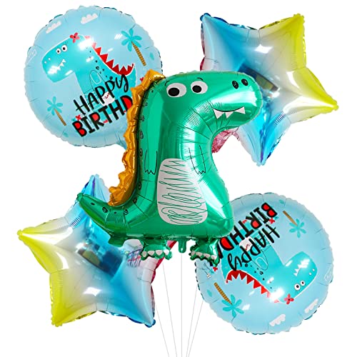5 Stück Dinosaurier-Ballon, Geburtstagsparty-Dekoration, Zubehör für Kinder – 68 cm Folien-Mylar-Dino-Ballon für Babyparty, Dschungel, Safari-Mottoparty von iftnotea