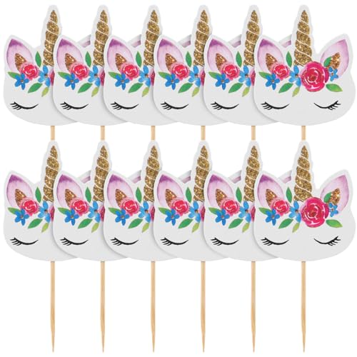 ifundom 1 Satz Einhorn-kuchen-einsatz Tortenaufsätze Für Geburtstage Cupcake-picks Hochzeit Topper Zum Einsetzen Von Cupcake-auswahl Cupcake Topper Für Den Vatertag Papier 36st von ifundom