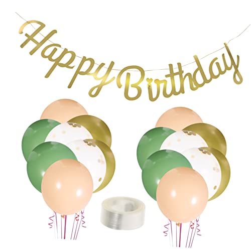 ifundom 1 Satz Grünes Ballonpaket Hochzeitsdeko Alles Zum Geburtstag-banner Geburtstagsfeier-banner Geburtstagsparty Liefert Latexballons Metallisch-goldene Luftballons Emulsion von ifundom