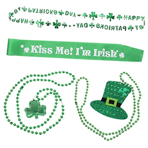 ifundom 1 Satz Klee Perlenkette St. Patricks Day Halskette Kleeblatthalskette Kleeblatt Halskette Irland Irisches Stirnband Dekorationen St Patricks Day Schmuckperlen Plastik Green von ifundom