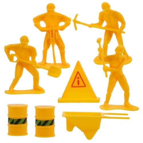 ifundom 1 Satz Konstruierte Kuchendekoration Simulationsarbeiterfigur Arbeiterstatuenfigur Bauarbeitermodell Mini-requisiten Für Die Bauszene Menschen Modellieren Minifigur Plastik von ifundom