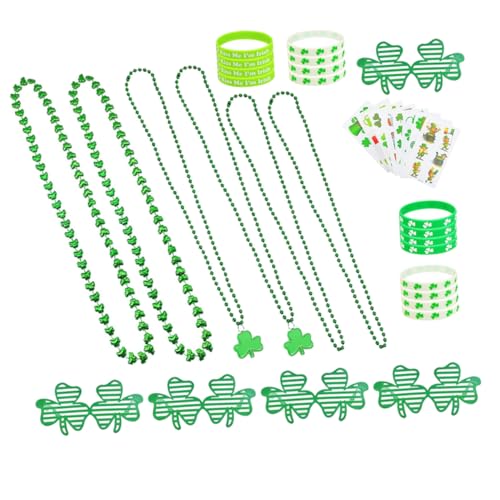 ifundom 1 Set Partygeschenke Set Sonnenbrille Party Kostümzubehör St Patrick'S Day Halsketten Party Armband Brillen St Patrick'S Day Themen Halskette Foto Requisiten Grüner von ifundom