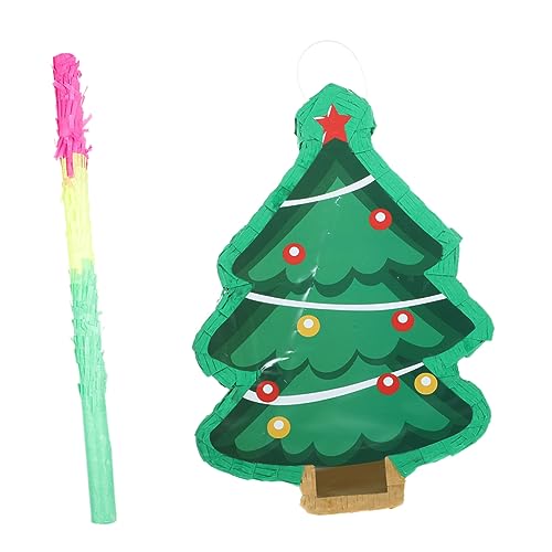 ifundom 1 Set Traditionelles Weihnachtsbaum-pinata-spielzeug Aus Papier, Pinata Mit Stab von ifundom