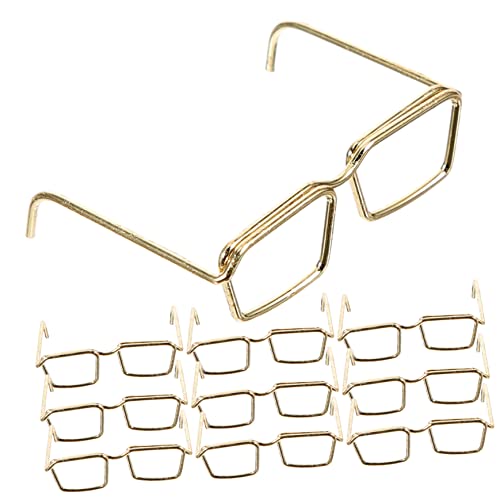 ifundom 10 Pcs Brille Rahmen Puppe Mini Klare Brille Zubehör Goldene Stahl von ifundom