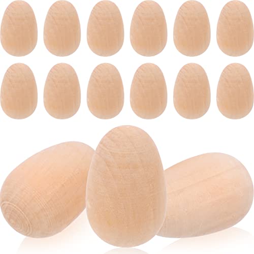 ifundom 100 Stücke Unbemaltes Holz Ostereier Naturholz Eier Gefälschte Eier für Diy Ostern Handwerksjagd Korb Stoffe von ifundom