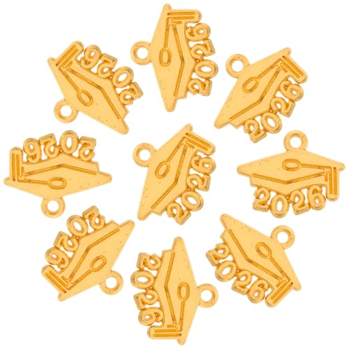 ifundom 100Pcs 2026 Schlüsselanhänger aus Legierung DIY Zubehör Abschlussmütze dekoration explosionsgeschützte Bolzen Postbolzen Abschluss Quaste Ornament Abschluss Saison Anhänger Golden von ifundom