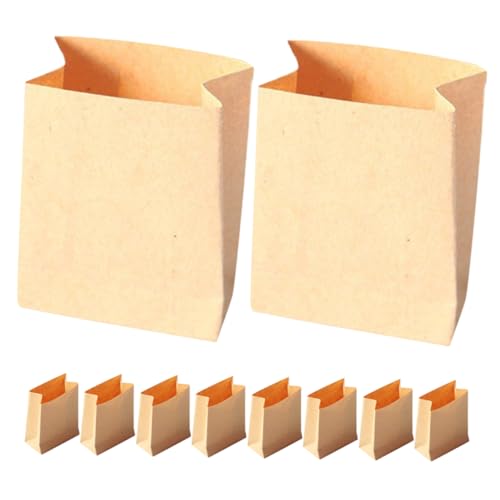 ifundom 10st Puppenhaus-verpackungsbeutel Plätzchentüten Aus Papier Dekor Für Verpackungstaschen Mini-kekstüten Dolly House Mini-papiertüten Miniatursachen Light Brown Kraftpapier von ifundom