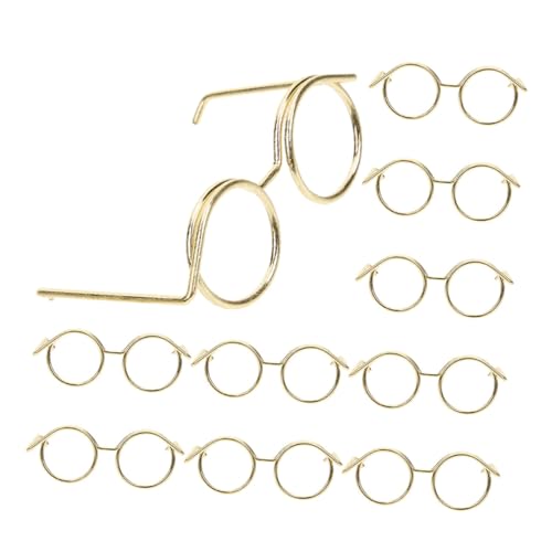 ifundom 10st Puppenzubehör DIY-puppenbrille Puppenbrille Schwarz Brille Zum Anziehen Der Puppe Mini-puppenbrillen-Requisiten Accessoires Für Puppenkleidung Puppe Mini-Brille Golden Metall von ifundom