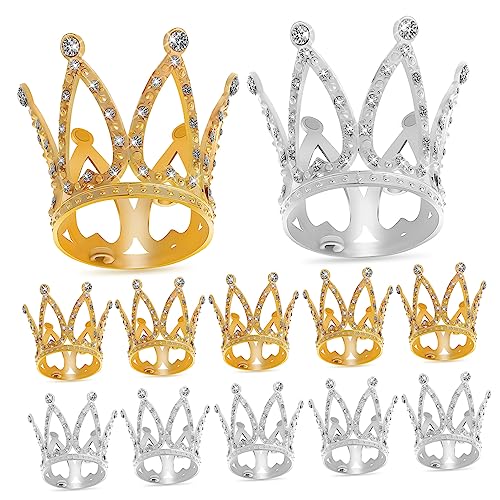 ifundom 12 Stk Krone Mini-tiara-kuchenaufsatz Mini- Mini- Dekorationen Für Hochzeitszeremonien Tiara Kuchenverzierungen Hochzeits-topper Cupcake-topper Prinzessin Legierung von ifundom