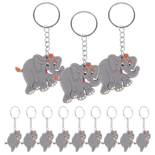 ifundom 12St Elefanten-Schlüsselanhänger für geburtstagsgeschenk schlüsselhalter Armbandperlen Stuffer Party Taschenanhänger Elefant Schlüsselanhänger PVC Grey von ifundom