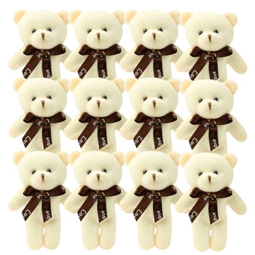 ifundom 12st Bär Schlüsselanhänger Bär Ornament Spielzeug Bären Kleiner Ausgestopfter Bär Cartoon-bär Plüschtier-anhänger Plüsch Kleiner Gelenkbär Plüsch Kleiner Bär Pp Baumwolle Beige von ifundom