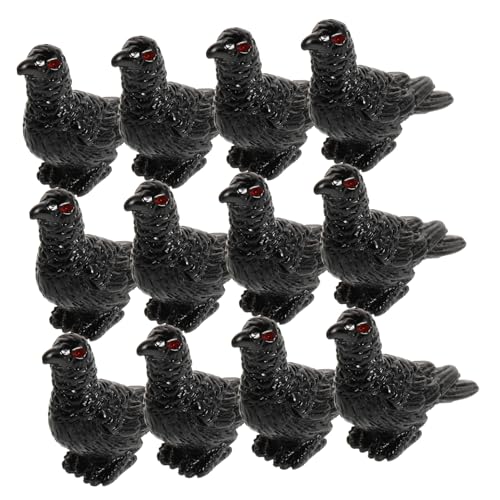 ifundom 12st Halloween-mikrolandschaft Miniatur-krähenfigur Mini-Vogel Halloween-Mini-krähe Mini-gartenornament Vogelschmuck Tischdekoration Miniatur-Vogel-Ornament Black Harz von ifundom