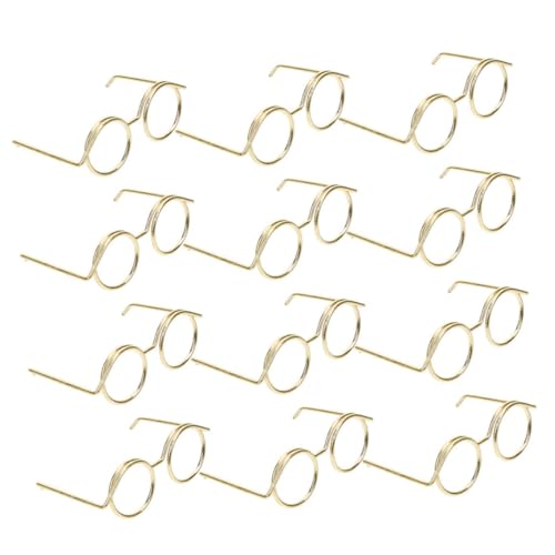 ifundom 12st Puppenbrille Mini-Sonnenbrille Für Puppen Miniaturbrille Miniaturpuppen-Sonnenbrille Minipuppenkostüm Umrandete Puppensonnenbrille Puppe Verkleiden Sich Brillen Golden Metall von ifundom