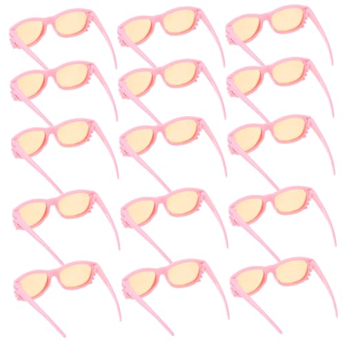 ifundom 16st Minipuppenbrille Miniatur-puppenbrille Lustige Brillenspielzeuge Puppe Lesebrille Stilvolle Brillenrequisiten Kleine Puppenbrille Dekor-Brillen-Requisiten Rosa Plastik von ifundom