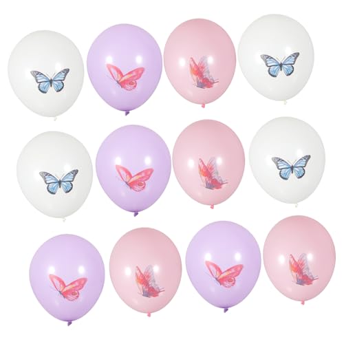 ifundom 18 Stk Schmetterlings-partyballons Ballons Ornamente Latexballons Geburtstag Luftballons Ballon-requisite Ballons Bedrucken Party-layout-druck Von Luftballons Rosa Emulsion von ifundom