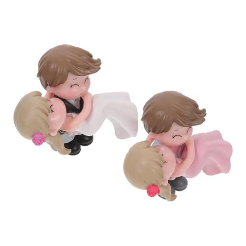 ifundom 2 Paar Prinzessin Umarmungspaar Geburtstag Kuchendeckel Statue Hochzeit Figuren Ornament Dekorationen Plüsch Jubiläum Funkeln Fee Pappbecher Kuchendekoration Vinyl von ifundom