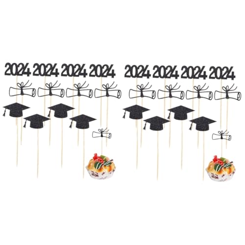 ifundom 2 Sätze Graduierungskappe-kuchendekoration Abschlusstortenaufsätze Abschlusskuchendekoration Abschlusstorte Picks Abschluss-cupcake-topper Cupcake-topper Zum Abschluss 2024 Papier von ifundom