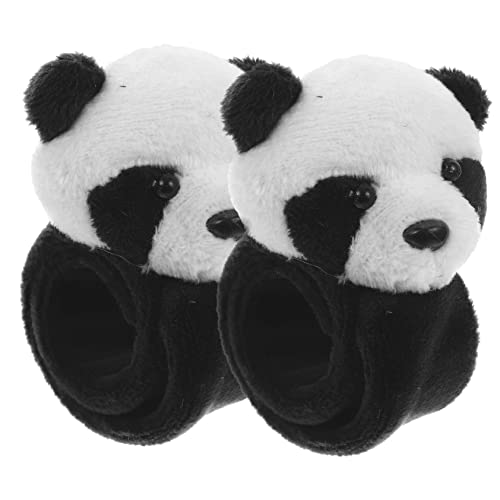 ifundom 2 Stück Panda Papa Kreis Hase Panda- Spielzeughund Süßer Bär Weiches Schwarz-weiß-babyspielzeug Schlagbänder Für Party-slap-armbänder Schlagringe Plüsch von ifundom