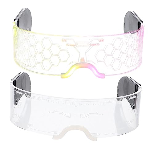 ifundom 2 Stücke Leuchtende Gläser Futuristische Brillen Coole Brille Leuchtendes Partybrille Zum Leuchten Bringen Leichte Brille 2023 Partybrille Retro- Acryl von ifundom