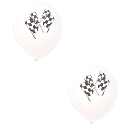 ifundom 20 Stk Luftballons Mit Zielflagge Rennballons Rennen Latexballons Luftballons Für Rennparty Weiß von ifundom