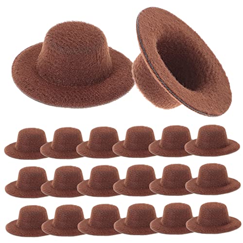 ifundom 20 Stück Mini-Hut Kinderkleider kinderkleidung Toy Puppenhut Kleidung Mini-Puppen Hüte Kappe Mini-Jazz-Hut-Modell Kleiner Hut Kleiner Jazzhut Stoff Brown von ifundom