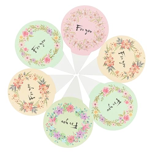 ifundom 200St runder Torteneinsatz Cupcake-Topper für die Babyparty runde Tortendekorationen party decoration party dekoration Stilvoll hochzeitsdeko Torteneinlagen mit Blumenmuster Papier von ifundom