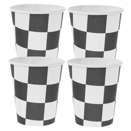 ifundom 20St Racing Party Cup Bankettbecher Teetassen aus Papier Racing-Party-Cups karierte Pappbecher - Motorsport Partybecher - Papierbecher Partygeschirr Rennparty-Bankett-Pappbecher von ifundom