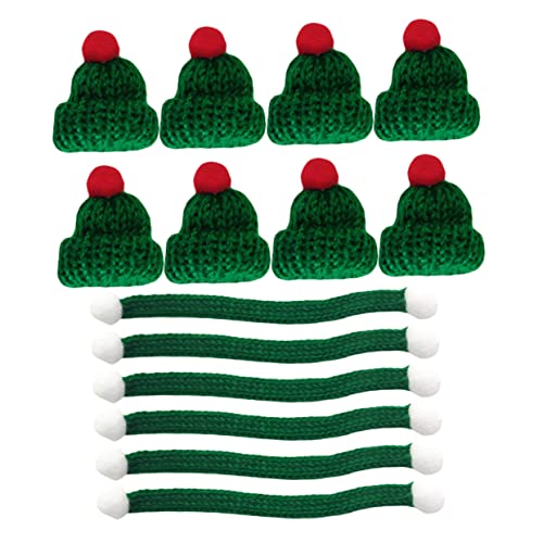 ifundom 20St Weihnachts hüte Miniatur-Puppenhüte Weihnachtspuppenhut grüner Hut Kappe Halstuch Weihnachten Babydoll Weihnachten Mini DIY Weihnachtsmütze Minihut selber Machen Strickgarn von ifundom