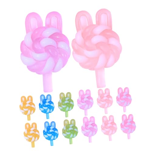 ifundom 24-teiliges Miniatur-Lollipop-Charm-Set Leuchtende Hasenohren Im Dunkeln Zur Schmuckherstellung von ifundom