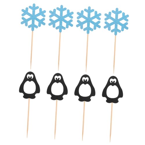 ifundom 24St Pinguin-Schneeflocke-Anordnung Vogelkuchen-Fotograf Weihnachtsbaum Cupcake Topper weihnachtsdeko christmas cake decoration Paryt-Kuchenzubehör Schneeflocken-Kuchenaufsatz von ifundom