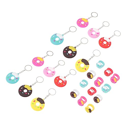 ifundom 24st Donut-ring Donut-partygeschenke Donut Bevorzugt Partyartikel Für Kinder Dessert-schlüsselanhänger Krapfen Donut-geburtstagsparty-dekorationen Spielzeugringe Pvc-weichkleber von ifundom