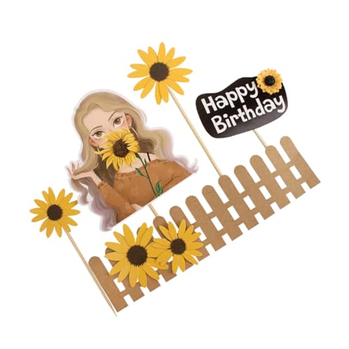 ifundom 25St Kucheneinsatz Sonnenblumen-Cupcake-Topper Tortenaufsatz mit Sonnenblumen-Kuchendekoration sunflower sonnenblumenö hochzeitsdeko Sonnenblumen-Kuchen-Deckel Kuchendekoration von ifundom