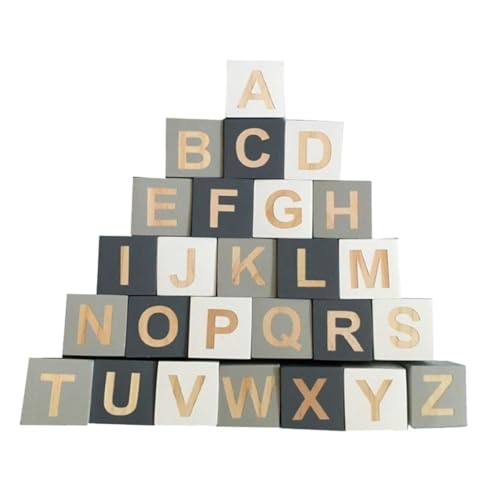 ifundom 26st 26 Englische Buchstaben Holzbuchstaben Für Foto-Requisiten Lernblöcke Stapeln Buchstabenblock Aus Holz Partydekoration Wohnkultur Buchstabenwürfel Baby Alphabet Kasten Hölzern von ifundom