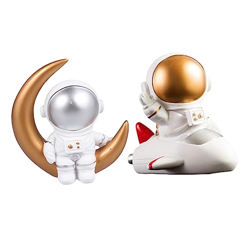 ifundom 2St Astronauten-Ornamente Cupcake-Verzierung Hausdekorationen für zu Hause Raumfiguren Tortendekoration kinder geburtstagsdeko Party-Cupcake-Ornamente Desserttischverzierungen Harz von ifundom