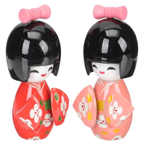 ifundom 2St Kimono-Puppe interaktives Babyspielzeug Plüsch Puppe für Zuhause traditionelles Wohndekoration japanische Kimonopuppe Hause japanische Dekoration Desktop-Ornament hölzern von ifundom